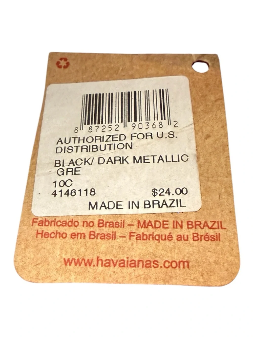Havaianas Kids Black Dark Metallic Glitter Flip Flops Size 10C NWT